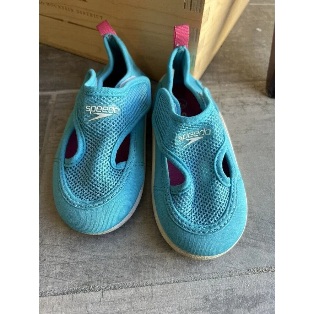 Toddlers Girls Speedo Hybrid Light Blue Water Shoes Easy On & Off Beach L 9 / 10